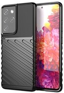 Szilikon telefonvédő (közepesen ütésálló, csíkos, dombor minta) FEKETE Samsung Galaxy S23 Ultra (SM-S918)
