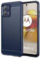 Szilikon telefonvédő (közepesen ütésálló, légpárnás sarok, szálcsiszolt, karbon minta) SÖTÉTKÉK Motorola Moto G73