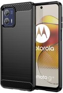 Szilikon telefonvédő (közepesen ütésálló, légpárnás sarok, szálcsiszolt, karbon minta) FEKETE Motorola Moto G73