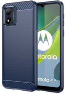 Szilikon telefonvédő (közepesen ütésálló, légpárnás sarok, szálcsiszolt, karbon minta) SÖTÉTKÉK - Motorola Moto E13