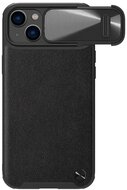 NILLKIN CAMSHIELD LEATHER műanyag telefonvédő (közepesen ütésálló, ECO bőr hatású hátlap, kamera védelem) FEKETE Apple iPhone 14