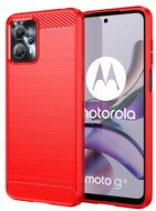 Szilikon telefonvédő (közepesen ütésálló, légpárnás sarok, szálcsiszolt, karbon minta) PIROS Motorola Moto G13 Motorola Moto G23