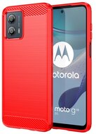 Szilikon telefonvédő (közepesen ütésálló, légpárnás sarok, szálcsiszolt, karbon minta) PIROS Motorola Moto G53 (XT2335)