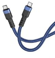 Kábel USB Type-C M-M 1,2m 60W Blue Hoco U110 SUNS0231-BL Kiváló minőségű USB Type-C gyors töltő kábel. 1.2 méter hosszú, szövet bevonatú, 60W (20V 3A) teljesítményig laptopkhoz, 3A telefonokhoz és tabletekhez.