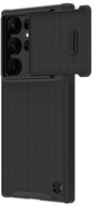 NILLKIN TEXTURED S műanyag telefonvédő (szilikon keret, 3D minta, kamera védelem, vezeték nélküli töltés) FEKETE Samsung Galaxy S23 Ultra (SM-S918)