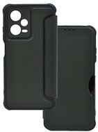 Tok álló, bőr hatású (FLIP, oldalra nyíló, légpárnás sarok, kamera védelem, karbon minta) SÖTÉTZÖLD - Xiaomi Poco X5 5G/Xiaomi Redmi Note 12 5G