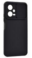 Szilikon telefonvédő (matt, mikrofiber plüss belső, kamera védelem) FEKETE Xiaomi Poco X5 5GXiaomi Redmi Note 12 5G