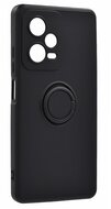 Szilikon telefonvédő (telefontartó gyűrű, mikrofiber plüss belső, beépített fémlemez, kamera védelem) FEKETE Xiaomi Redmi Note 12 Pro Plus