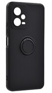 Szilikon telefonvédő (telefontartó gyűrű, mikrofiber plüss belső, beépített fémlemez, kamera védelem) FEKETE Xiaomi Poco X5 5GXiaomi Redmi Note 12 5G