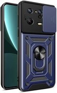 Defender műanyag telefonvédő (közepesen ütésálló, szilikon belső, telefontartó gyűrű, kamera védelem) SÖTÉTKÉK Xiaomi 13 Pro