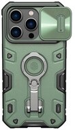 NILLKIN CAMSHIELD ARMOR PRO defender műanyag telefonvédő (szilikon belső, közepesen ütésálló, telefontartó gyűrű) ZÖLD - Apple iPhone 14 Pro