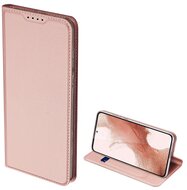 DUX DUCIS SKIN PRO tok álló, bőr hatású (FLIP, oldalra nyíló, bankkártya tartó, asztali tartó funkció) ROZÉARANY - Samsung Galaxy S23 Plus