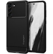 SPIGEN RUGGED ARMOR szilikon telefonvédő (közepesen ütésálló, légpárnás sarok, karbon minta) FEKETE - Samsung Galaxy S21 FE