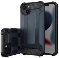 Defender műanyag telefonvédő (közepesen ütésálló, légpárnás sarok, szilikon belső, fémhatás) SÖTÉTKÉK - Apple iPhone 14 Plus