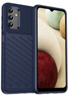 Szilikon telefonvédő (közepesen ütésálló, csíkos, dombor minta) SÖTÉTKÉK - Samsung Galaxy A04s / A13