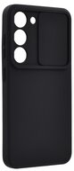 Szilikon telefonvédő (matt, mikrofiber plüss belső, kamera védelem) FEKETE - Samsung Galaxy S23