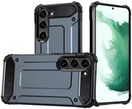 Defender műanyag telefonvédő (közepesen ütésálló, légpárnás sarok, szilikon belső, fémhatás) SÖTÉTKÉK - Samsung Galaxy S23 Plus