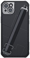 NILLKIN STRAP műanyag telefonvédő (közepesen ütésálló, fém kamera védelem + kézpánt, csíkos minta) FEKETE Apple iPhone 14 Plus