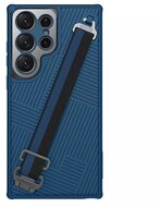NILLKIN STRAP műanyag telefonvédő (közepesen ütésálló, fém kamera védelem + kézpánt, csíkos minta) SÖTÉTKÉK Samsung Galaxy S23 Ultra (SM-S918)