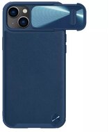 NILLKIN CAMSHIELD LEATHER műanyag telefonvédő (közepesen ütésálló, ECO bőr hatású hátlap, kamera védelem) SÖTÉTKÉK Apple iPhone 14