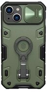 NILLKIN CAMSHIELD ARMOR PRO MAGNETIC defender műanyag telefonvédő (közepesen ütésálló, Magsafe rögzítésű) SÖTÉTZÖLD Apple iPhone 14