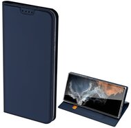 DUX DUCIS SKIN PRO tok álló, bőr hatású (FLIP, oldalra nyíló, bankkártya tartó, asztali tartó funkció) SÖTÉTKÉK Samsung Galaxy S23 Ultra (SM-S918)