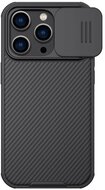 NILLKIN CAMSHIELD PRO MAGNETIC műanyag telefonvédő (közepesen ütésálló, kamera védelem, fémlemez, csíkos) FEKETE - Apple iPhone 14 Pro Max