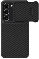 NILLKIN SYNTHETIC FIBER S műanyag telefonvédő (környezetbarát, kamera védelem, karbon minta) FEKETE Samsung Galaxy S23 Plus (SM-S916)