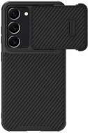 NILLKIN SYNTHETIC FIBER S műanyag telefonvédő (környezetbarát, kamera védelem, karbon minta) FEKETE Samsung Galaxy S23 (SM-S911)