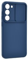 Szilikon telefonvédő (matt, mikrofiber plüss belső, kamera védelem) SÖTÉTKÉK - Samsung Galaxy S23 Plus (SM-S916)