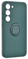 Szilikon telefonvédő (telefontartó gyűrű, mikrofiber plüss belső, beépített fémlemez, kamera védelem) SÖTÉTZÖLD Samsung Galaxy S23 Plus (SM-S916)