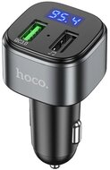 HOCO E67 bluetooth FM transmitter autós töltő 2 USB aljzat (5V / 1.5A, 18W, gyorstöltés támogatás, LED kijelző) FEKETE