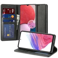 Tok álló, bőr hatású (FLIP, oldalra nyíló, asztali tartó funkció, prémium) FEKETE - Samsung Galaxy A04s / A13 5G