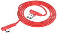 HOCO X46 adatátvitel kábel és töltő (USB - Type-C, 100cm, 90 fokos, szilikon, törésgátló) PIROS