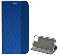 Tok álló, bőr hatású (FLIP, oldalra nyíló, asztali tartó funkció, textil minta) KÉK - Apple iPhone 14 Pro