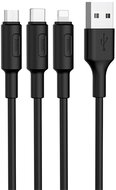 HOCO X25 töltőkábel 3in1 (USB - lightning 8pin / microUSB / Type-C, 100cm) FEKETE