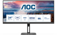 AOC 34" U34V5C/BK - VA panel 3440x1440 21:9 100Hz 1ms 4000:1 300cd HDMI/DisplayPort/USB-C/4xUSB, hangszóró