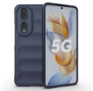 Szilikon telefonvédő (közepesen ütésálló, kamera védelem, 3D minta) SÖTÉTKÉK - Honor 90 5G