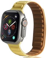 Pótszíj (egyedi méret, szilikon, bőr hatású, 3D minta, mágneses zár) SÁRGA Apple Watch Series 1,2,3,4,5,6,7,8,SE,Ultra