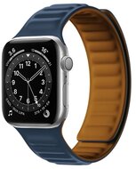Pótszíj (egyedi méret, szilikon, bőr hatású, 3D minta, mágneses zár) SÖTÉTKÉK Apple Watch Series 1,2,3,4,5,6,7,8,SE,Ultra