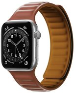 Pótszíj (egyedi méret, szilikon, bőr hatású, 3D minta, mágneses zár) BARNA - Apple Watch Series 7 / 8