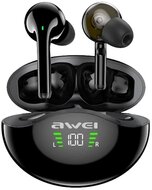 AWEI T12P bluetooth fülhallgató SZTEREO (v5.1, TWS, aktív zajszűrő, vízálló, LED kijelző + töltőtok) FEKETE