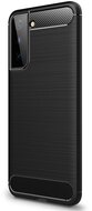 Szilikon telefonvédő (közepesen ütésálló, légpárnás sarok, szálcsiszolt, karbon minta) FEKETE - Samsung Galaxy S21 (SM-G991) 5G