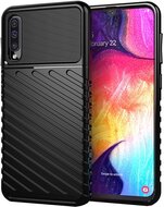 Szilikon telefonvédő (közepesen ütésálló, csíkos, dombor minta) FEKETE Samsung Galaxy A30s (SM-A307F) Samsung Galaxy A50 (SM-A505F) Samsung Galaxy A50s (SM-A507F)