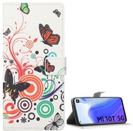 Tok álló, bőr hatású (FLIP, oldalra nyíló, asztali tartó funkció, pillangó, kör minta) FEHÉR - Xiaomi Mi 10T 5G / Xiaomi Mi 10T Pro 5G