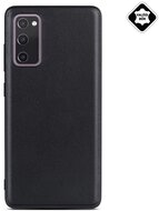 Műanyag telefonvédő (szilikon keret, valódi bőr hátlap) FEKETE - Samsung Galaxy S20 FE (SM-G780)