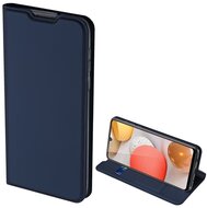 DUX DUCIS SKIN PRO tok álló, bőr hatású (FLIP, oldalra nyíló, bankkártya tartó, asztali tartó funkció) SÖTÉTKÉK Samsung Galaxy A42 5G (SM-A425F)