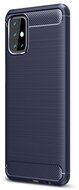 Szilikon telefonvédő (közepesen ütésálló, légpárnás sarok, szálcsiszolt, karbon minta) SÖTÉTKÉK Samsung Galaxy M31s (SM-M317F)