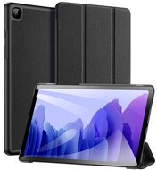 DUX DUCIS DOMO tok álló, bőr hatású (aktív FLIP, oldalra nyíló, TRIFOLD asztali tartó funkció, textil minta) FEKETE - Samsung Galaxy Tab A7