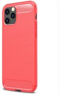 Szilikon telefonvédő (közepesen ütésálló, légpárnás sarok, szálcsiszolt, karbon minta) PIROS Apple iPhone 12 Pro Max